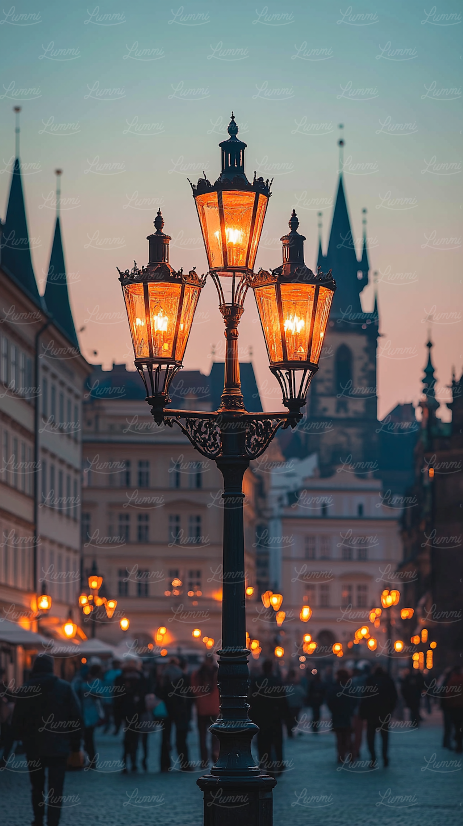 Ornate Street Lamp at Twilight