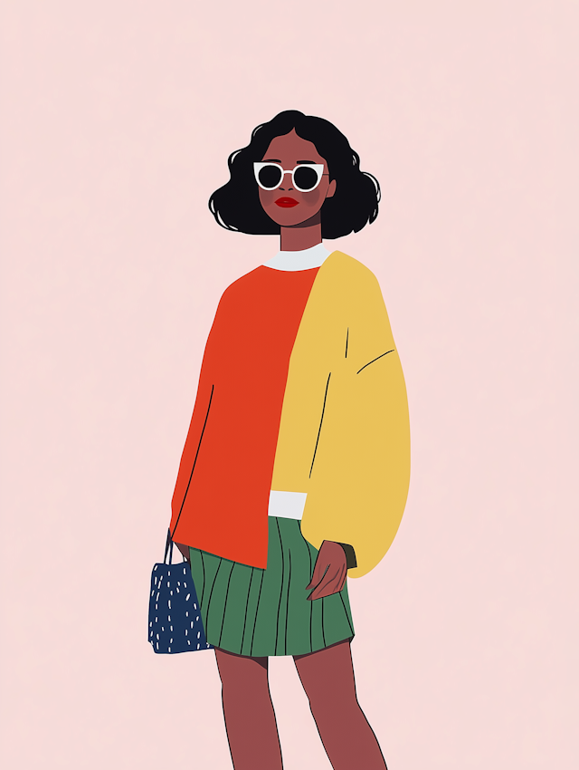 Stylized Illustration of Chic Woman