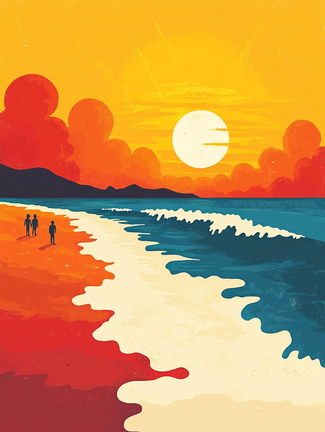 Vibrant Sunset Beach Scene