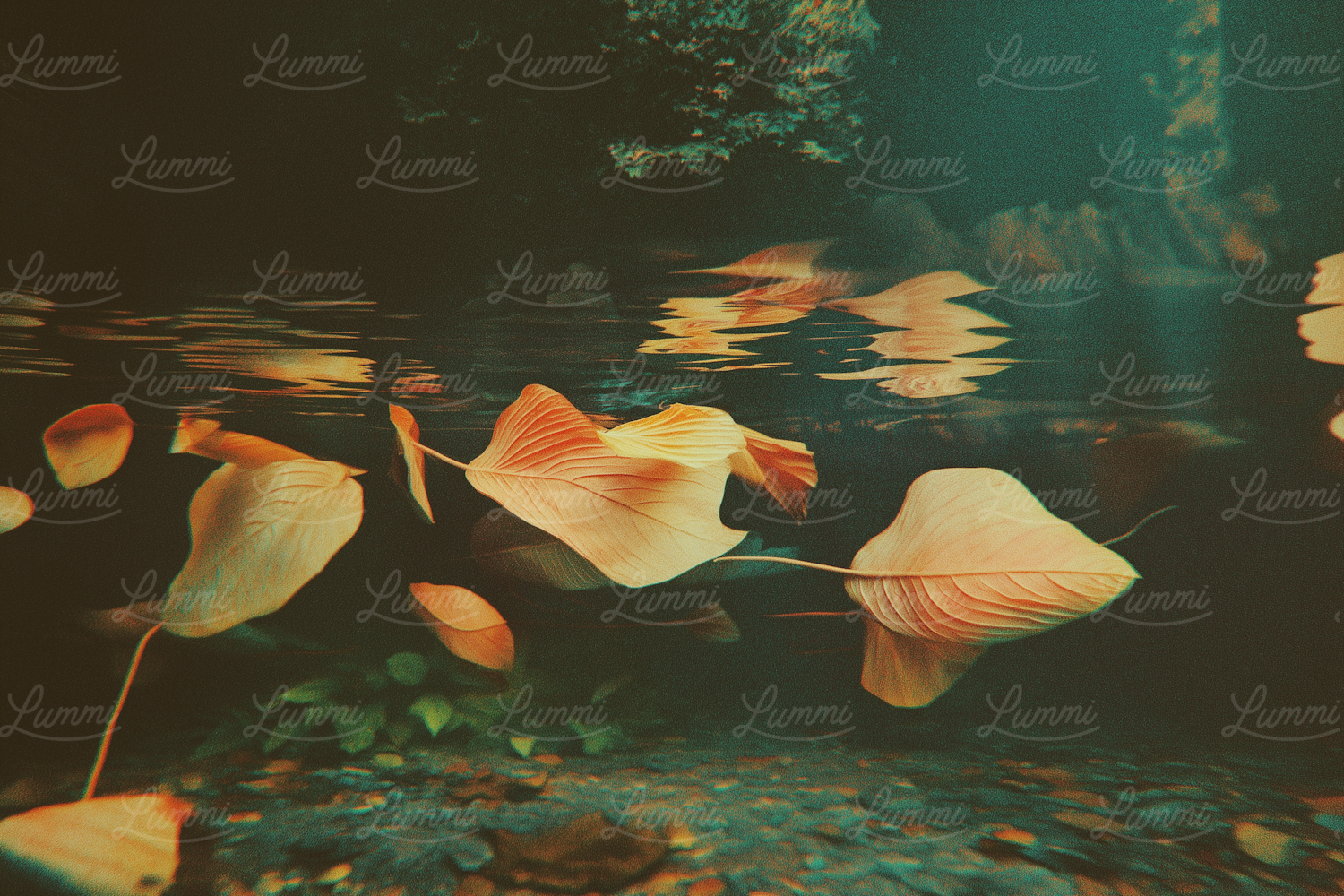 Serene Underwater Leaves