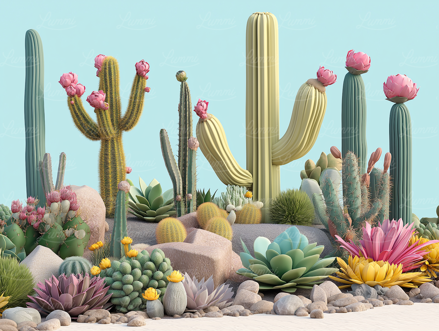 Stylized Desert Cactus Scene