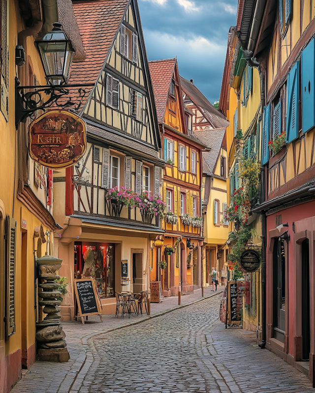 Charming European Cobblestone Street