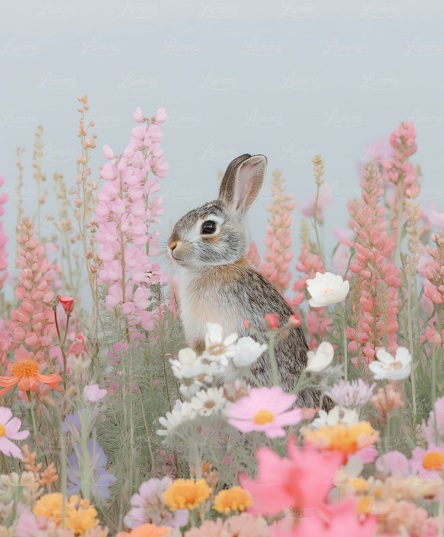 Rabbit in Flower Field