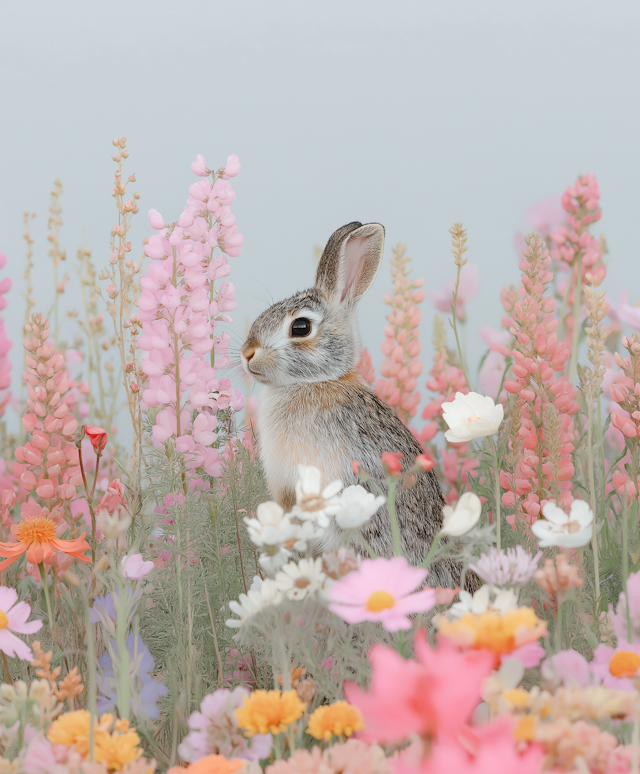 Rabbit in Flower Field