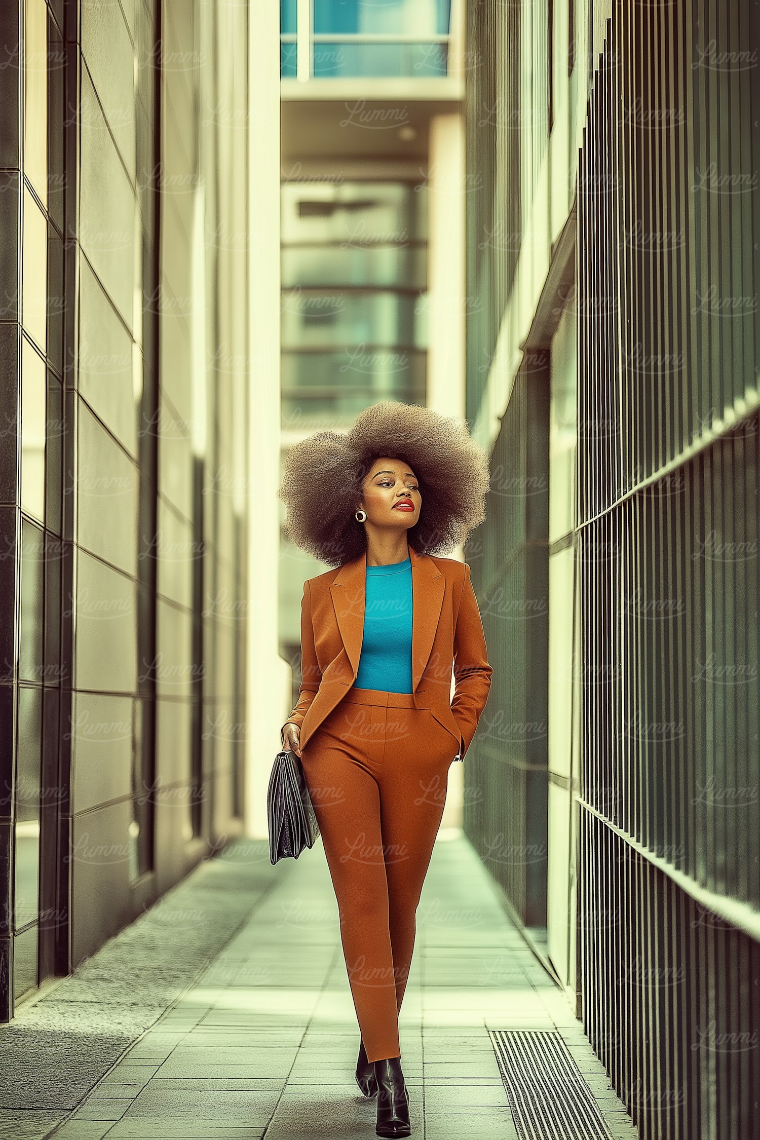 Confident Woman in Urban Alleyway