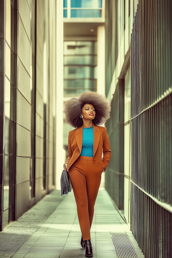 Confident Woman in Urban Alleyway