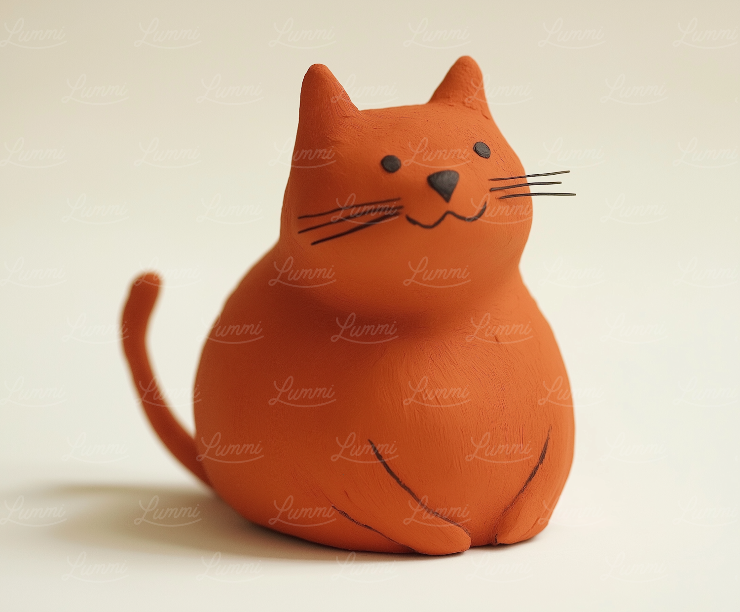 Whimsical Orange Cat Sculpture