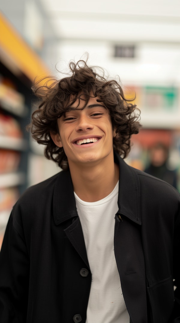 Joyful Young Man in a Public Space