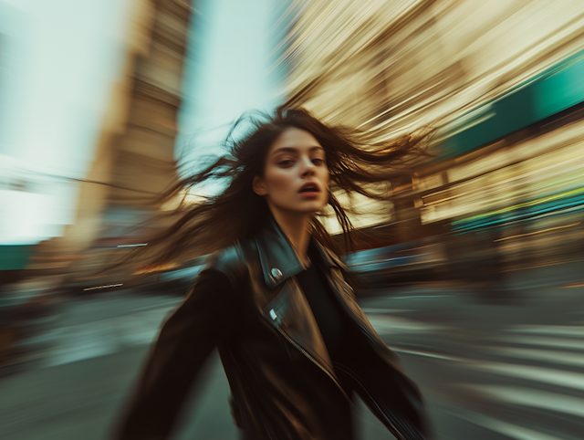 Dynamic Woman in Urban Setting