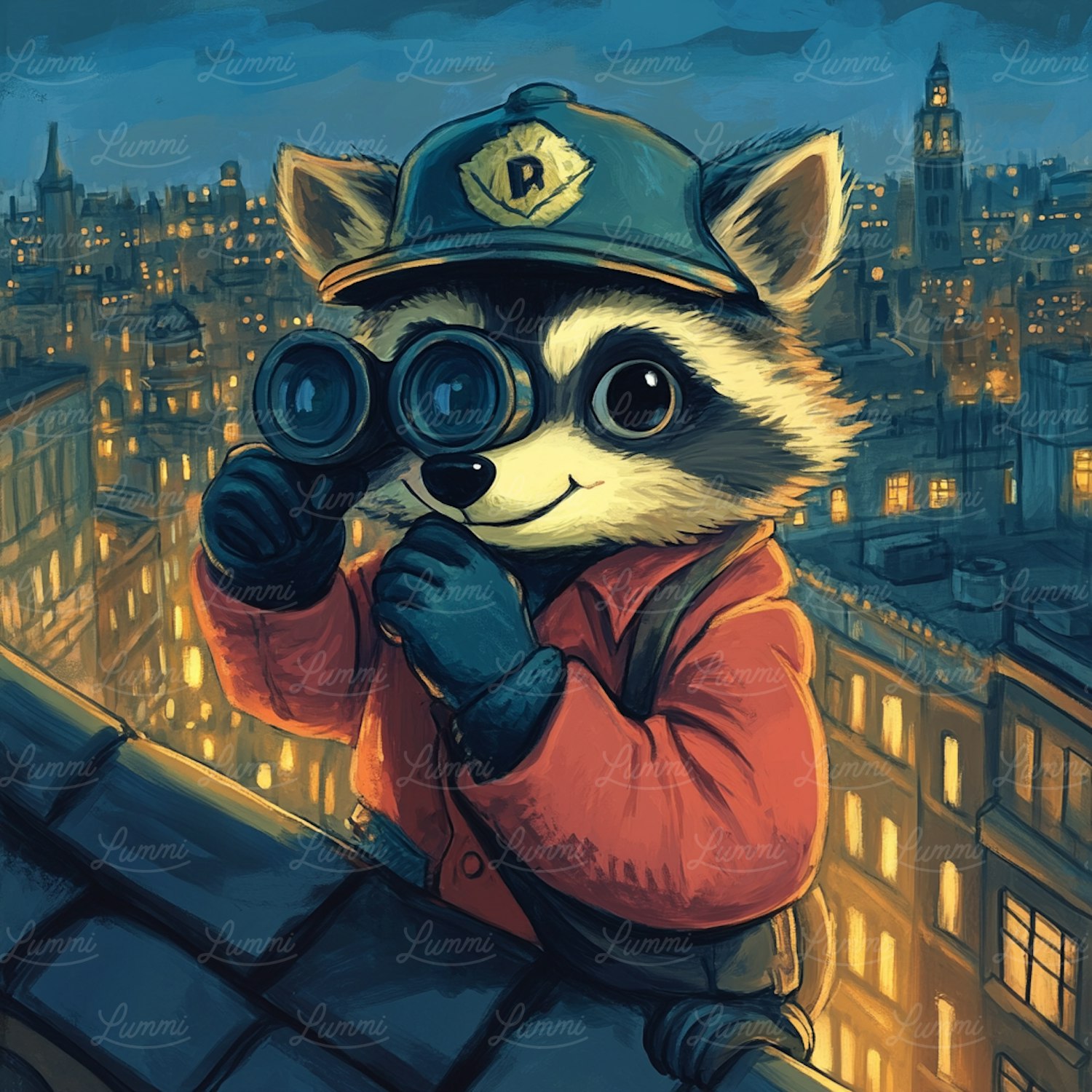 Raccoon Explorer on Rooftop