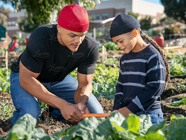 Adult and Child Gardening