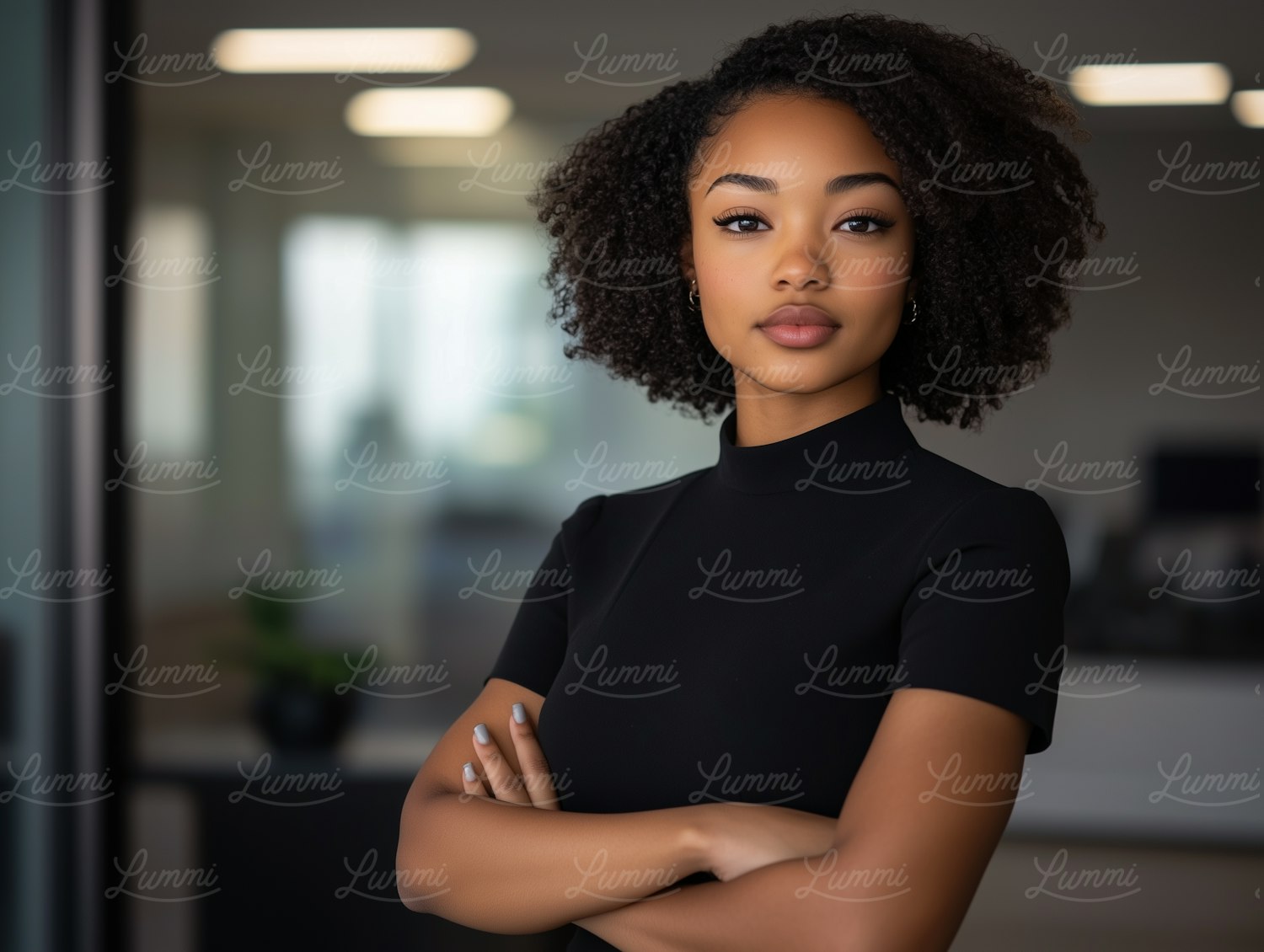 Confident Young Woman in Office Setting