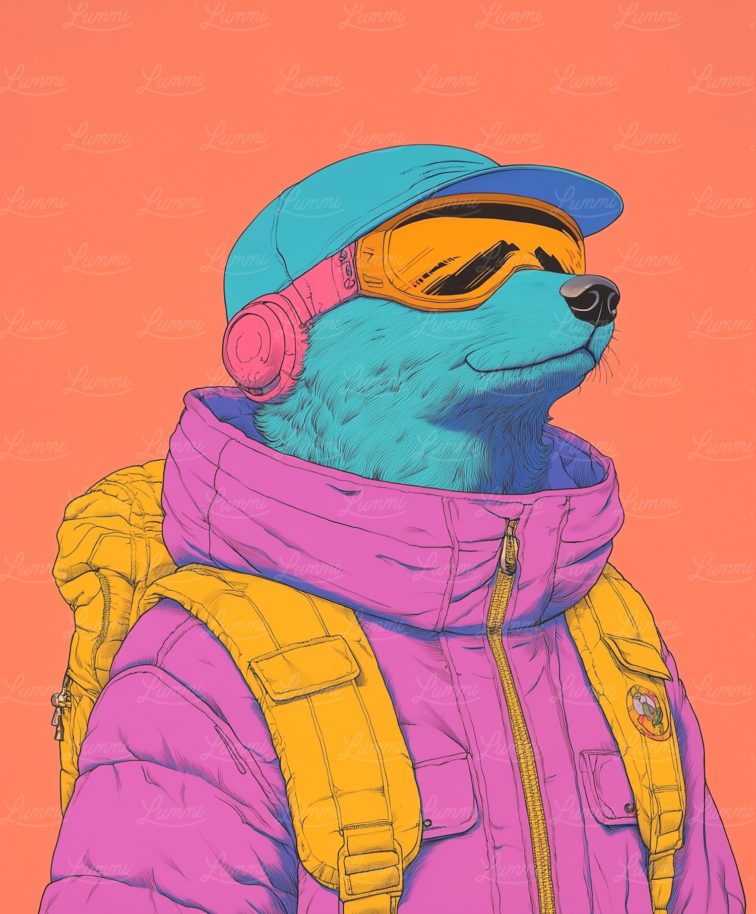 Stylized Anthropomorphic Bear in Outdoor Gear