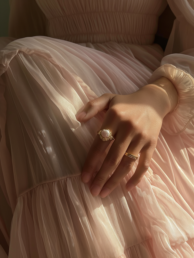 Elegant Hand on Pink Tulle Dress