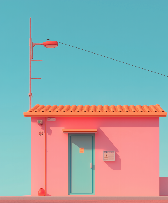 Vibrant Pink Building with Terracotta Roof