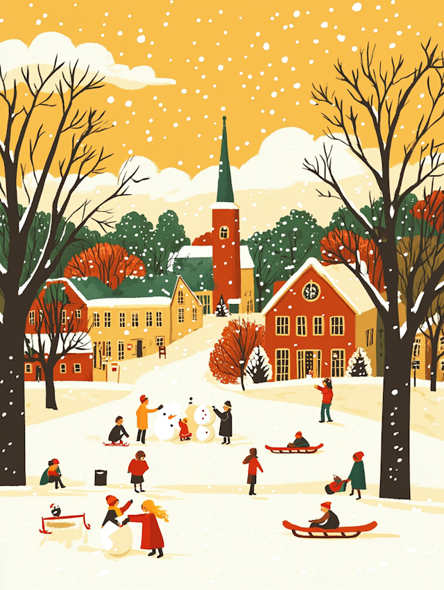 Winter Town Scene