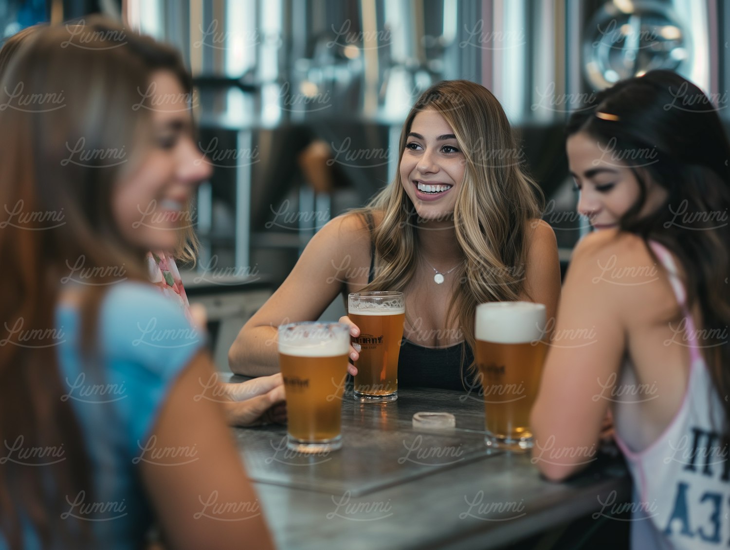 Women Enjoying a Friendly Gathering at a Brewery