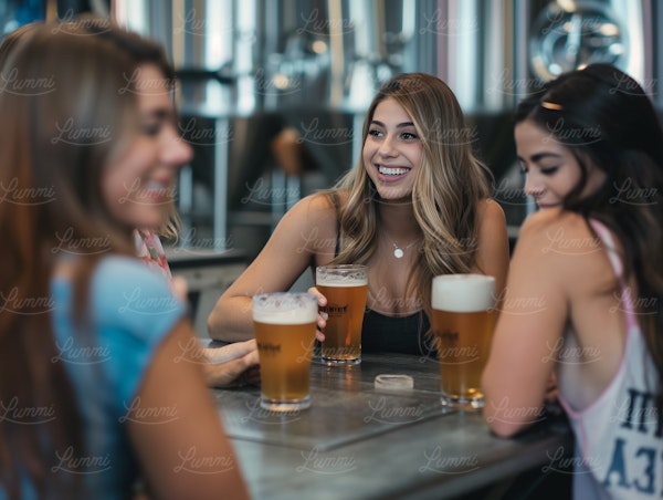 Women Enjoying a Friendly Gathering at a Brewery