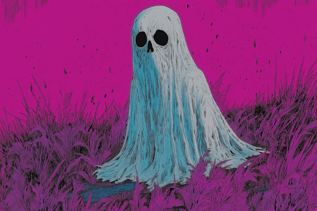 Ghostly Figure on Magenta Background