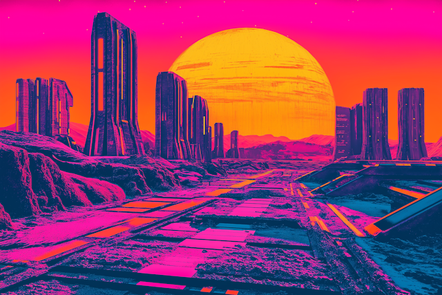 Otherworldly Neon Landscape