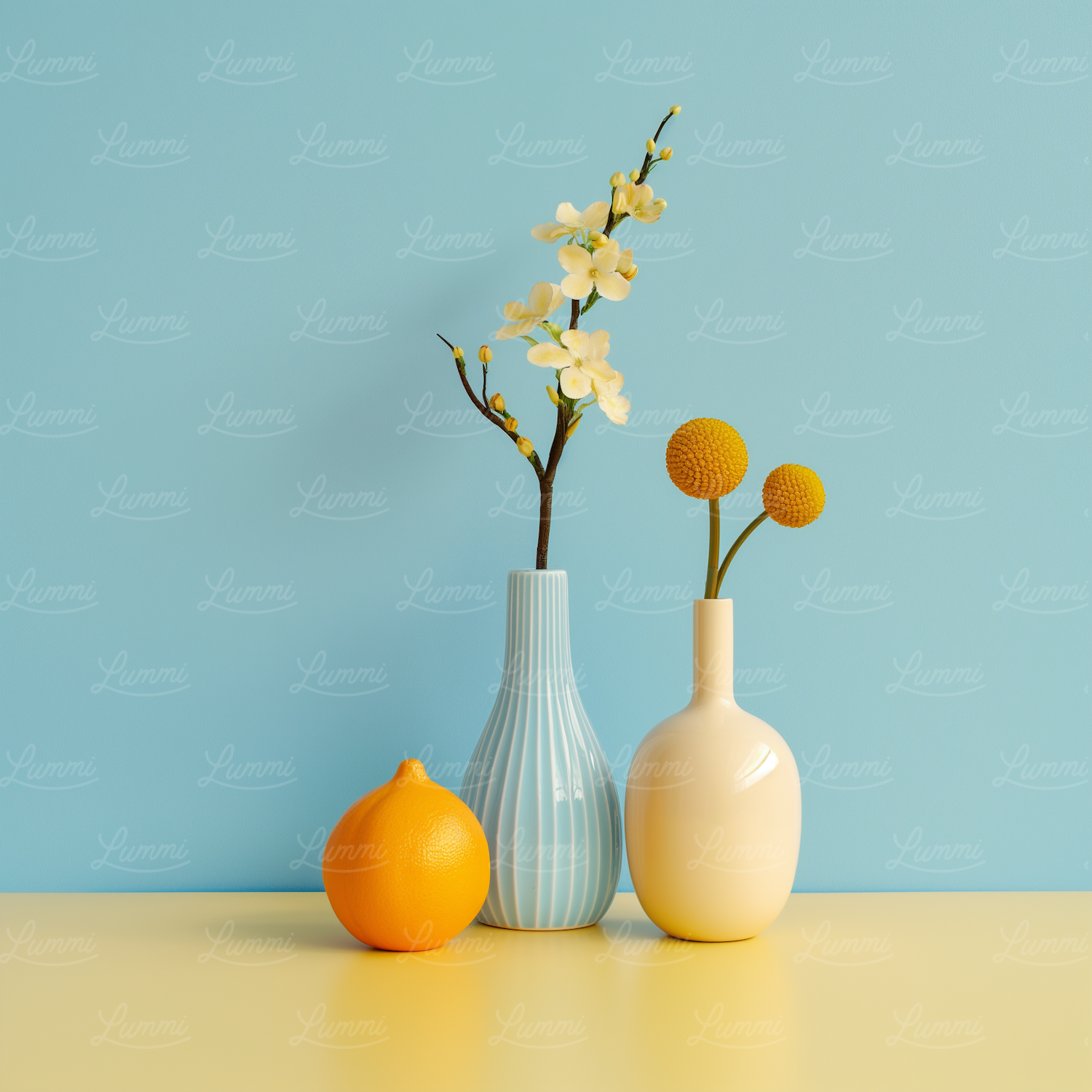 Serene Still Life with Vases and Citrus