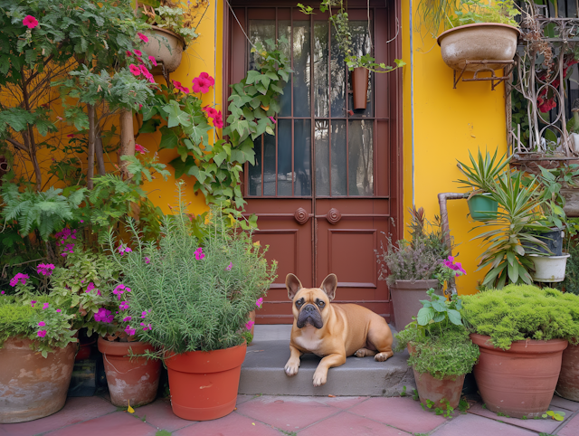 French Bulldog in Garden Setting