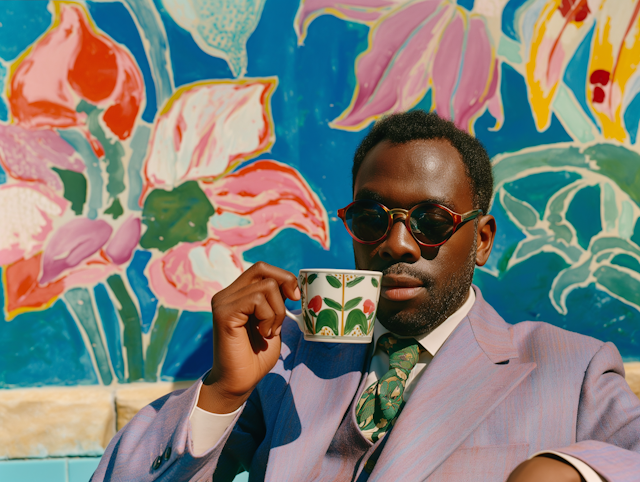 Stylish Man with Colorful Backdrop