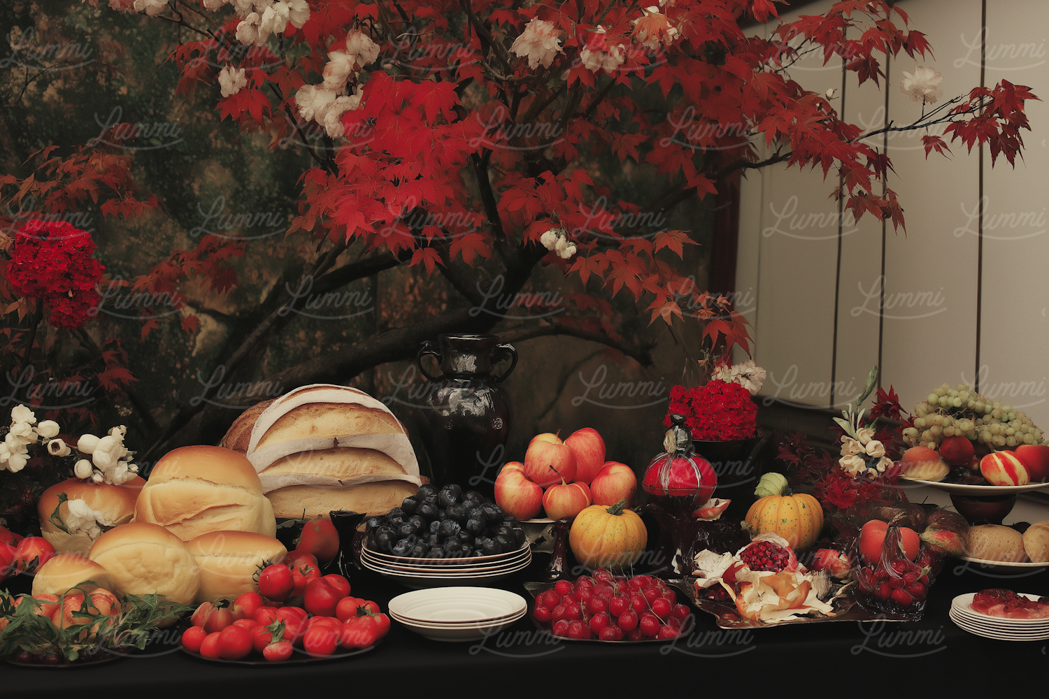 Lavish Still Life with Fruits and Flowers