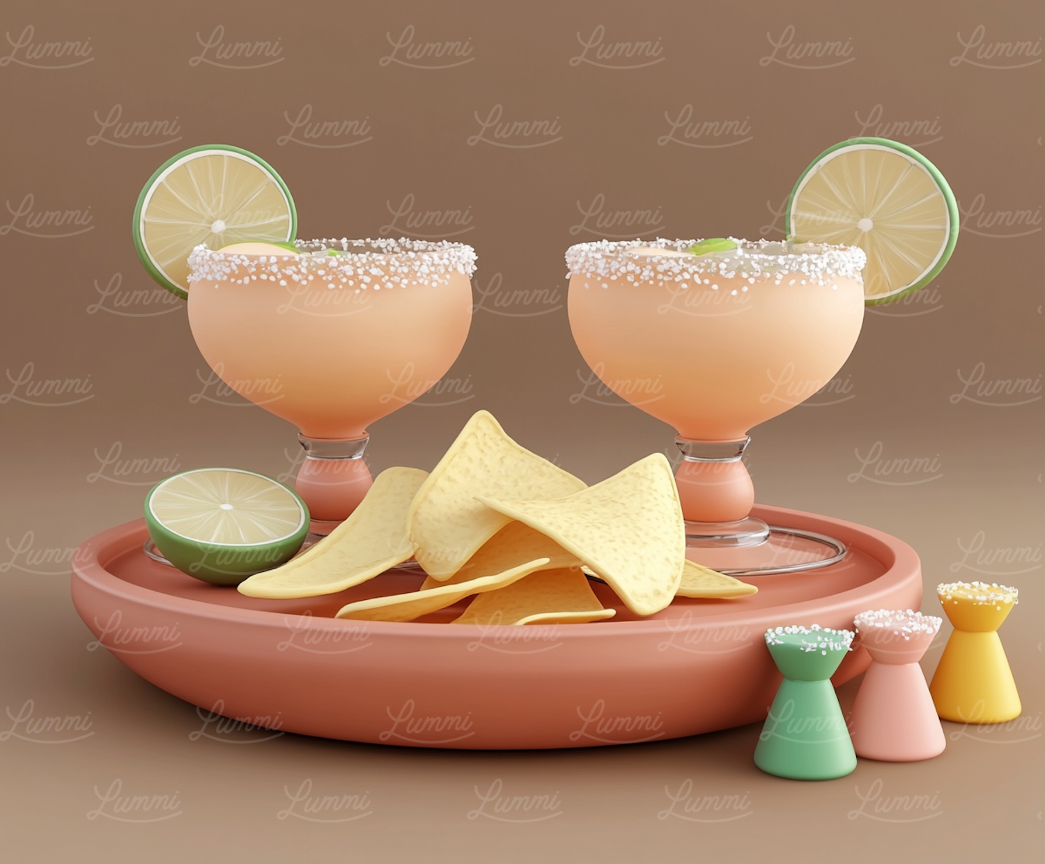 Stylized 3D Rendered Cocktail Still Life