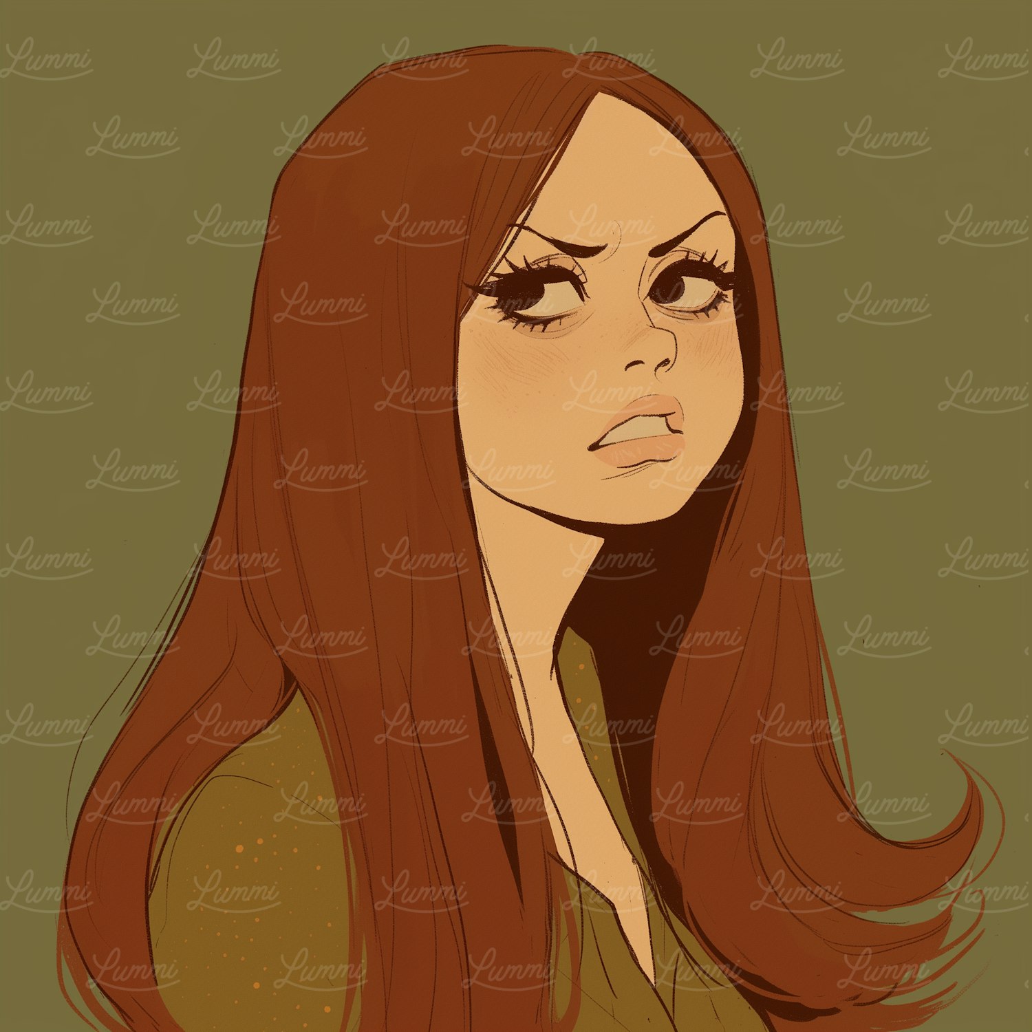 Stylized Illustration of a Young Woman