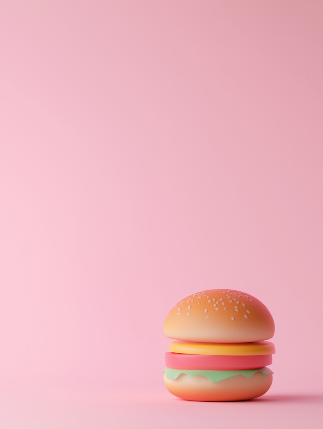 Stylized Cartoonish 3D Burger Illustration