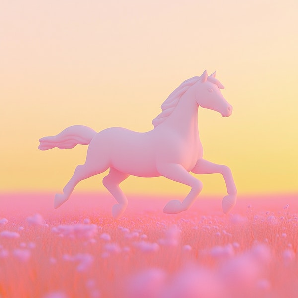 Stylized Horse in Dreamlike Field