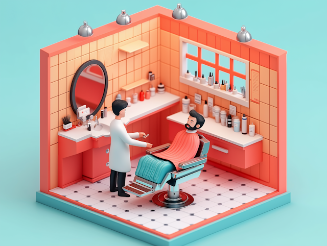 Stylized 3D Barber Shop Scene