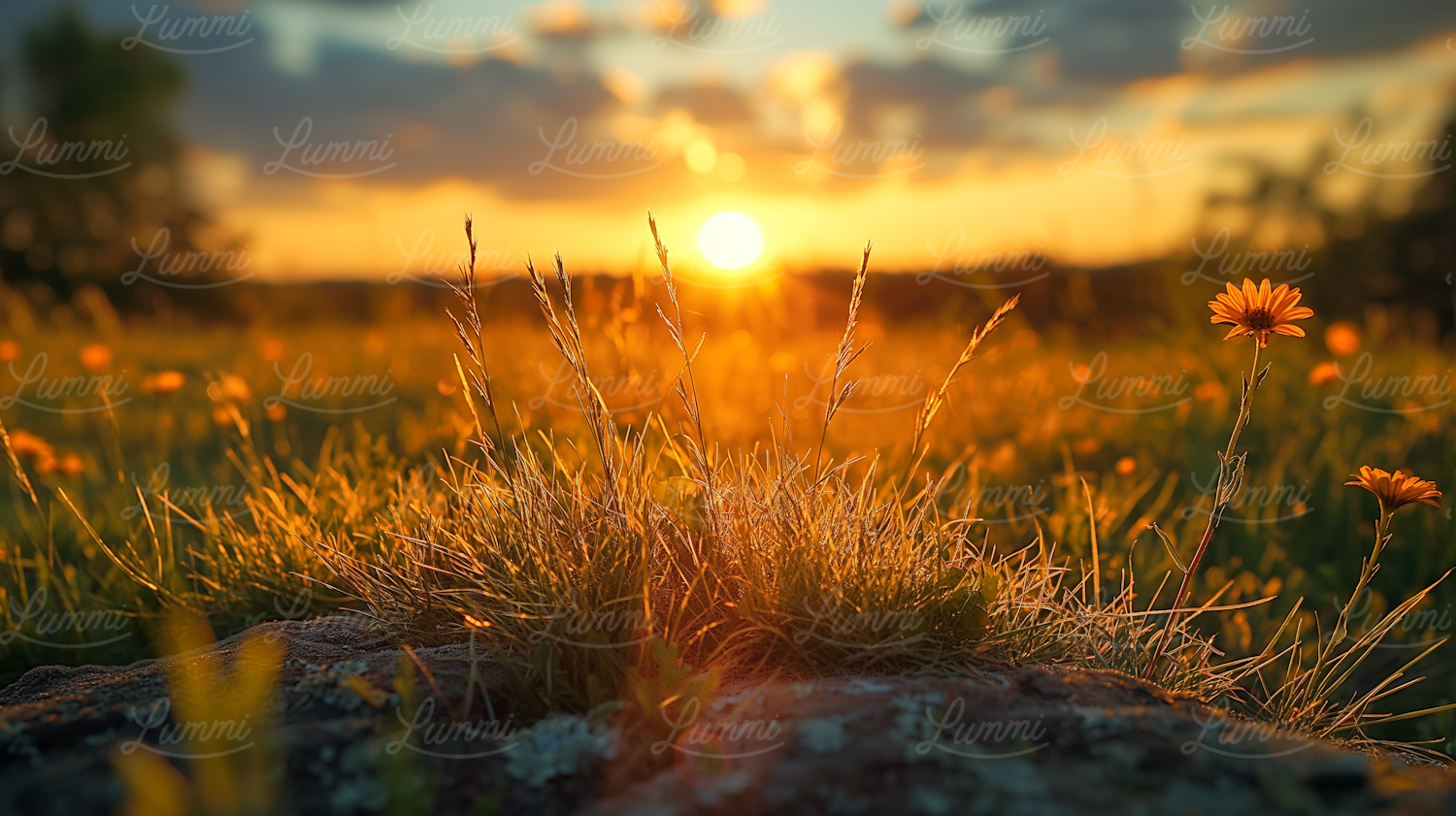 Serene Meadow Sunset