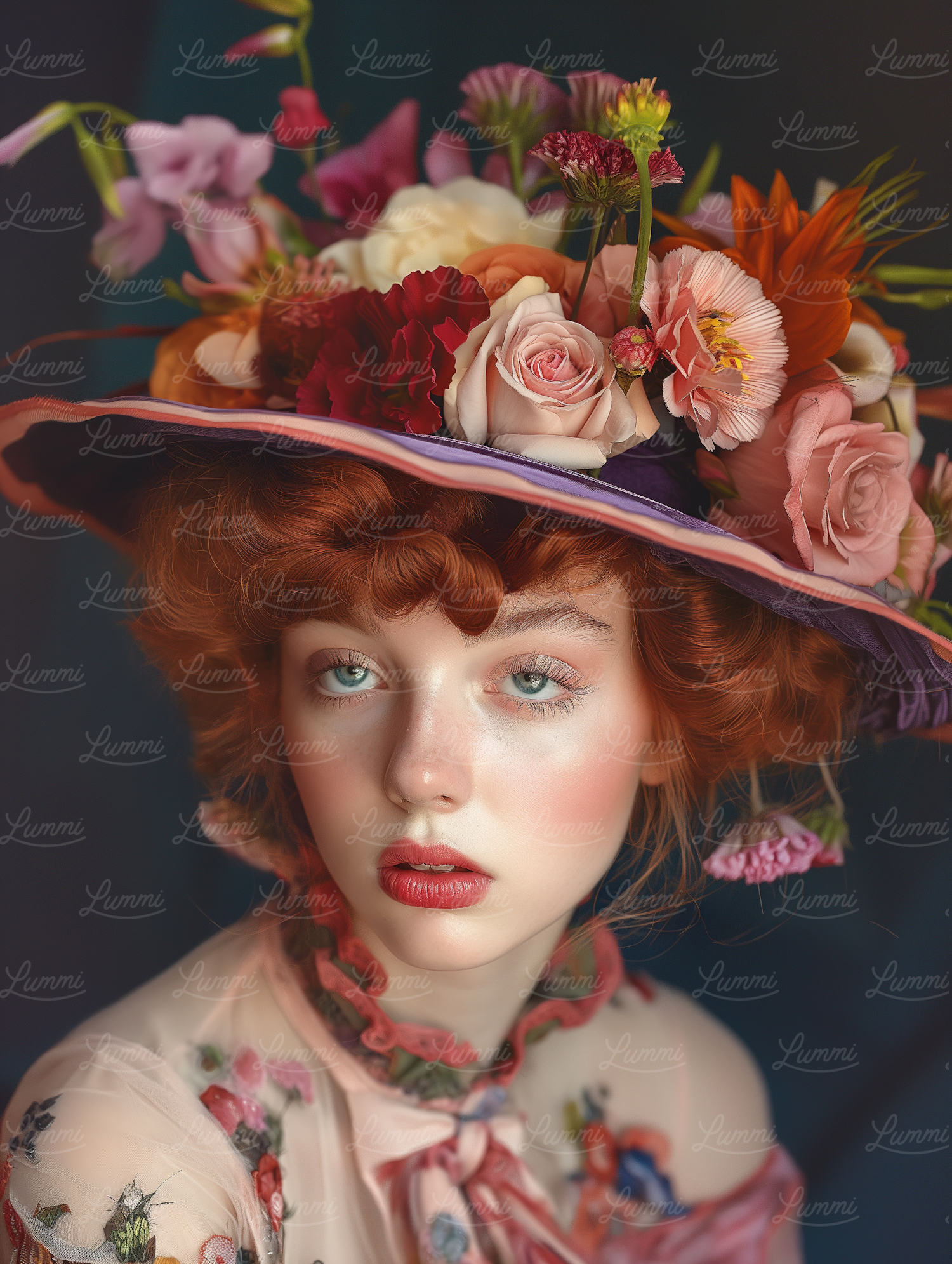 Portrait of a Woman with Flower Hat