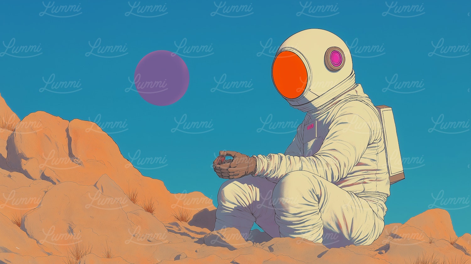 Contemplative Astronaut in Desert