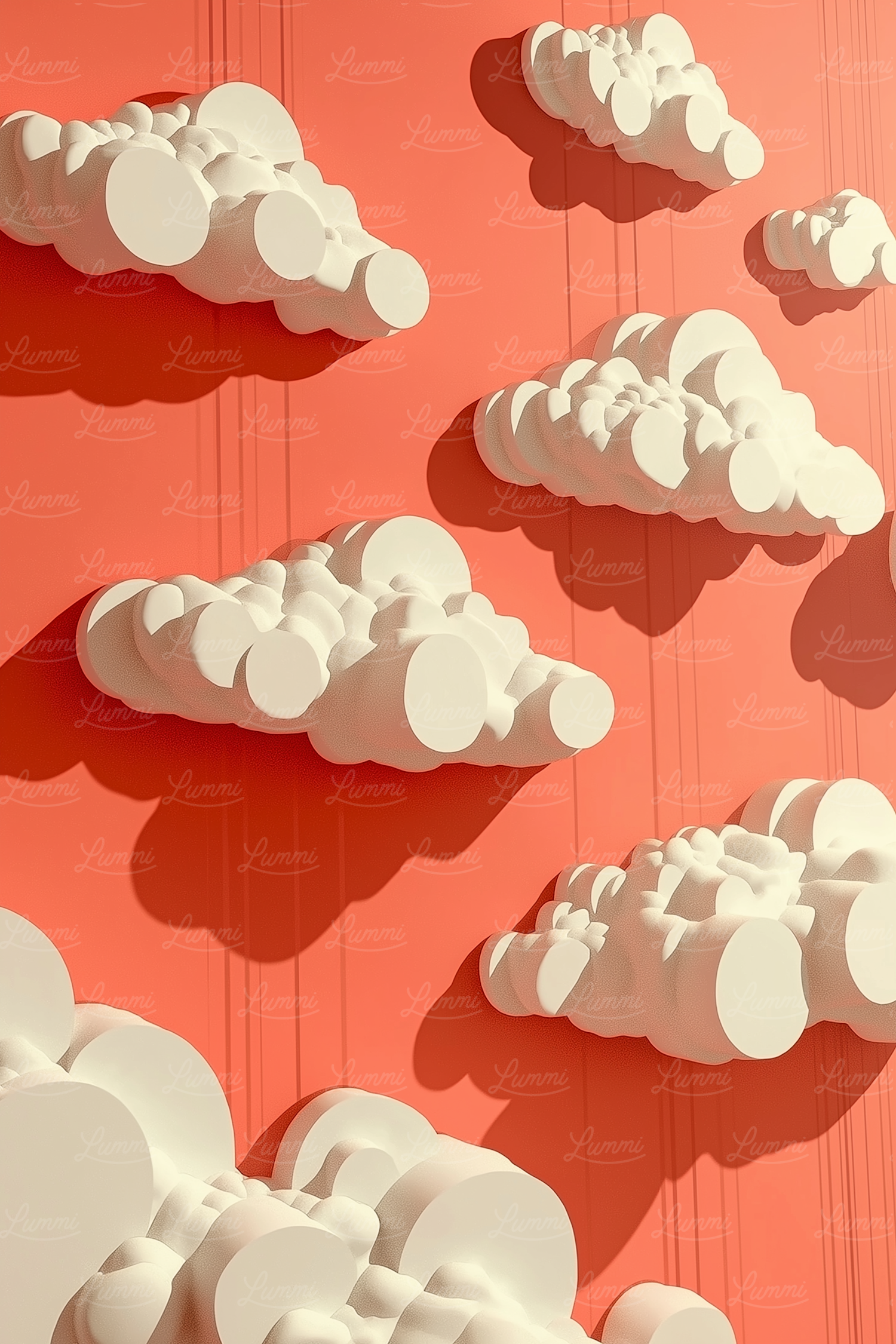 Abstract Cloud Forms on Orange Background