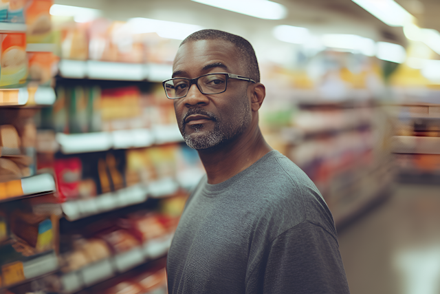 Man in Grocery Store Aisle