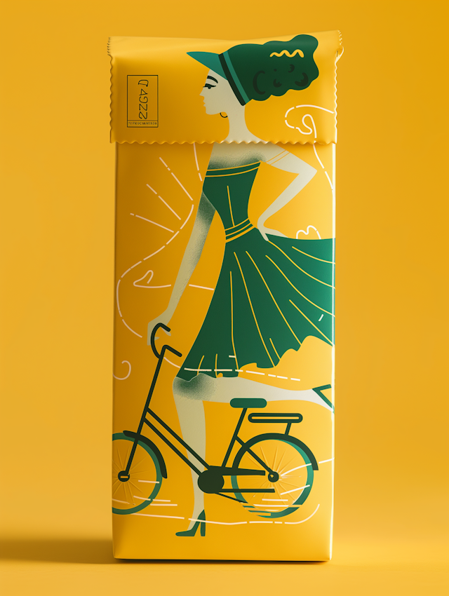 Stylized Female Cyclist Illustration