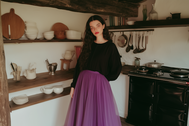 Woman in Rustic Kitchen