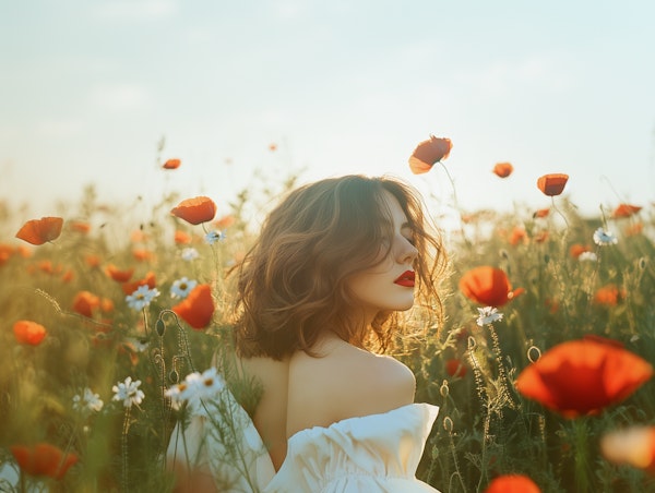 Woman in Poppy Field