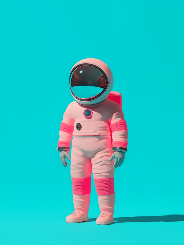 Pink Astronaut on Turquoise