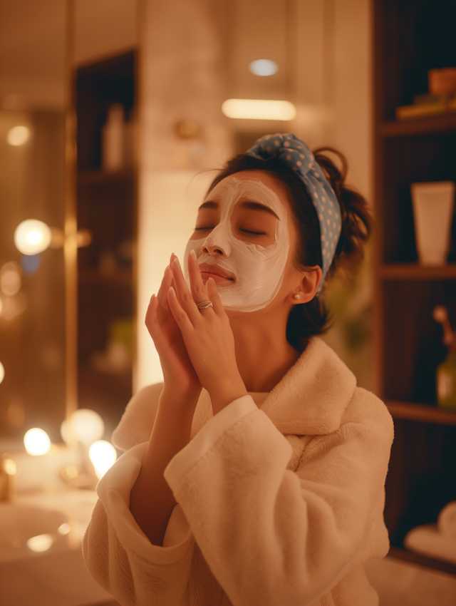 Woman Enjoying Skincare Routine