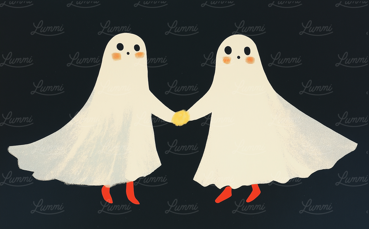 Friendly Ghosts Holding Hands