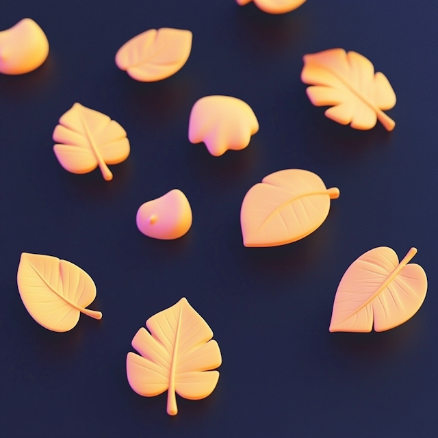 Glowing Leaves on Dark Background