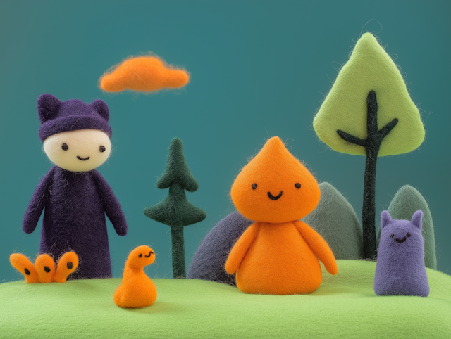 Whimsical Felted Scene