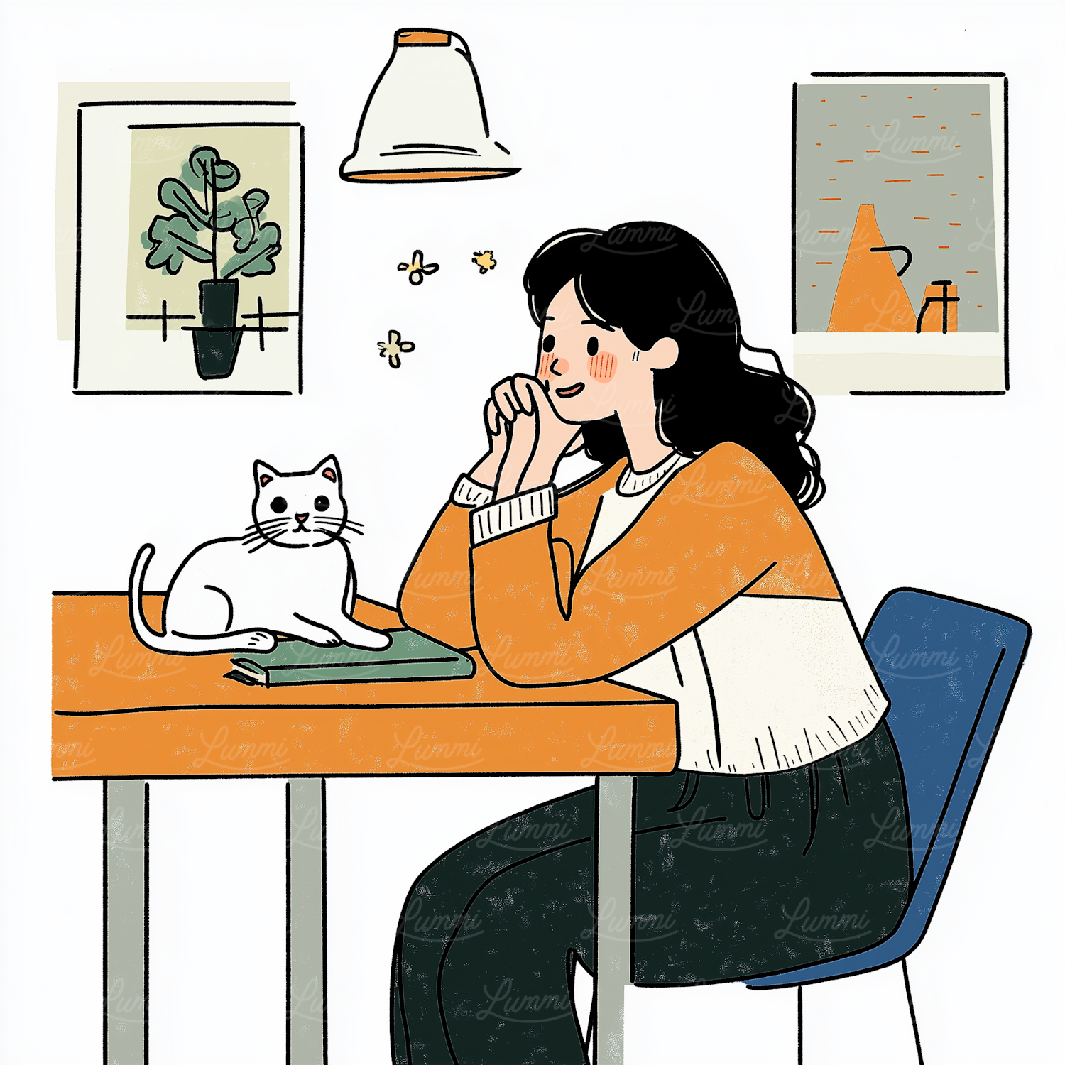 Woman and Cat Sharing a Peaceful Moment