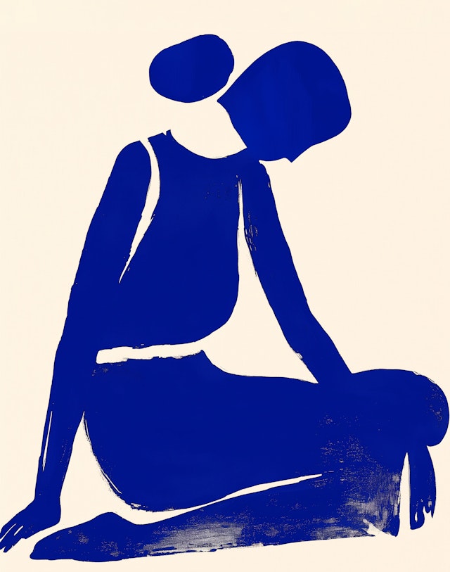 Contemplative Blue Figure