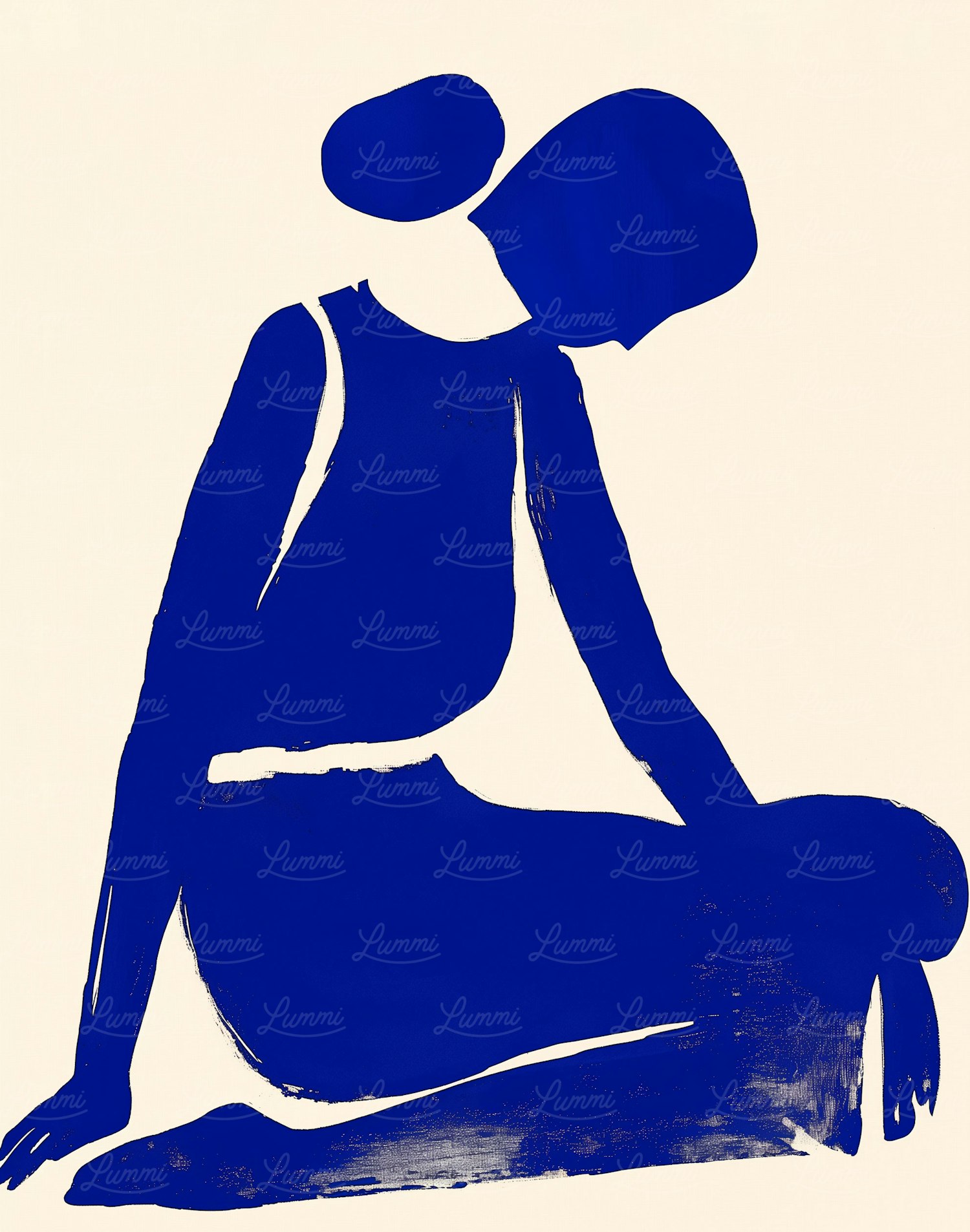 Contemplative Blue Figure