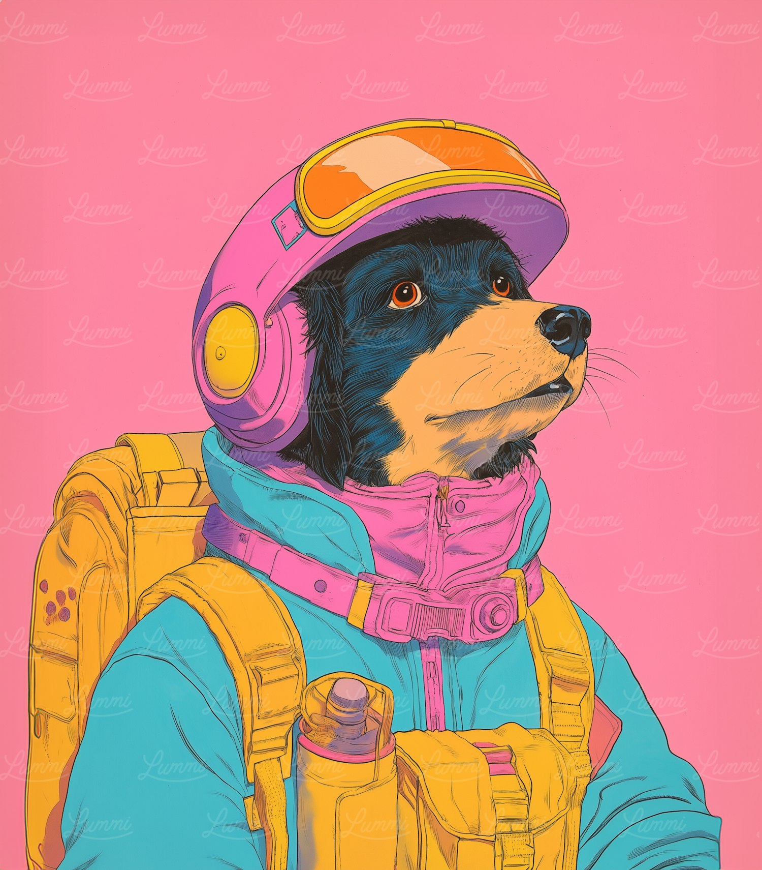 Dog in Futuristic Astronaut Suit